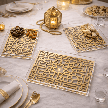 Crystal Edge Luxury Acrylic Tray | Premium Mirrored Table Décor