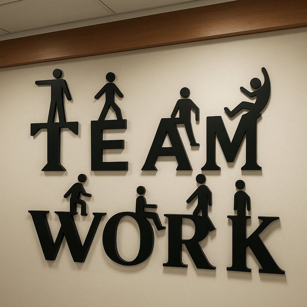 Teamwork 3D Creative Office Wall Decor (TW01) – Motivational Modern Design