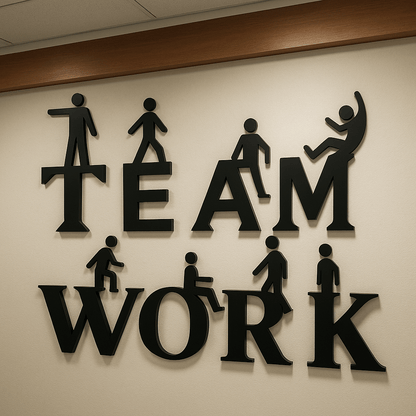 Teamwork 3D Creative Office Wall Decor (TW01) – Motivational Modern Design