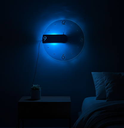 Illuminated Transparent Acrylic Wall Clock with Dynamic RGB Lighting