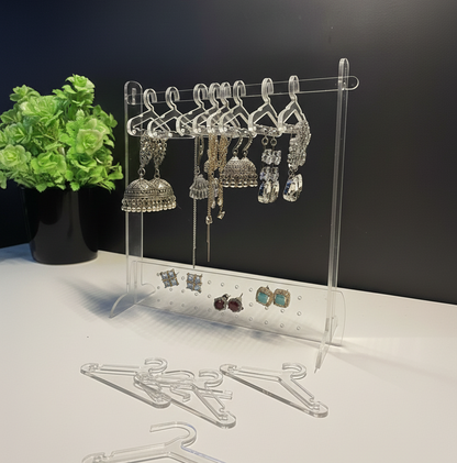 Acrylic Desktop Jewelry Display Holder with Mini Hangers for Earrings