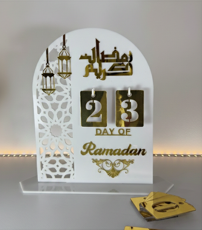 Premium Acrylic Ramadan Calendar – Black & White with Gold Detailing