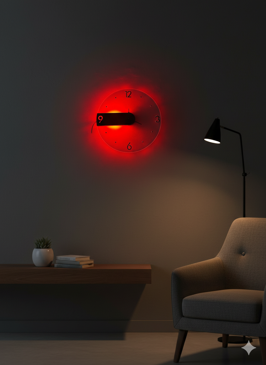 Illuminated Transparent Acrylic Wall Clock with Dynamic RGB Lighting