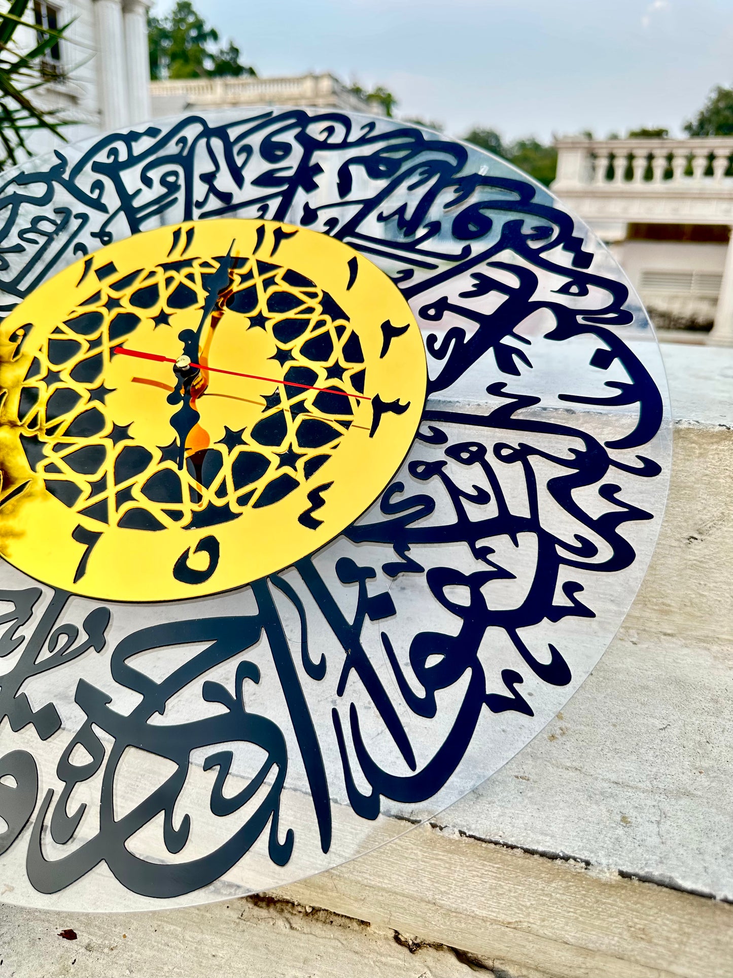 Premium Surah Ikhlas Acrylic Wall Clock – 4mm Gloss Finish | Luxury Islamic Home Decor