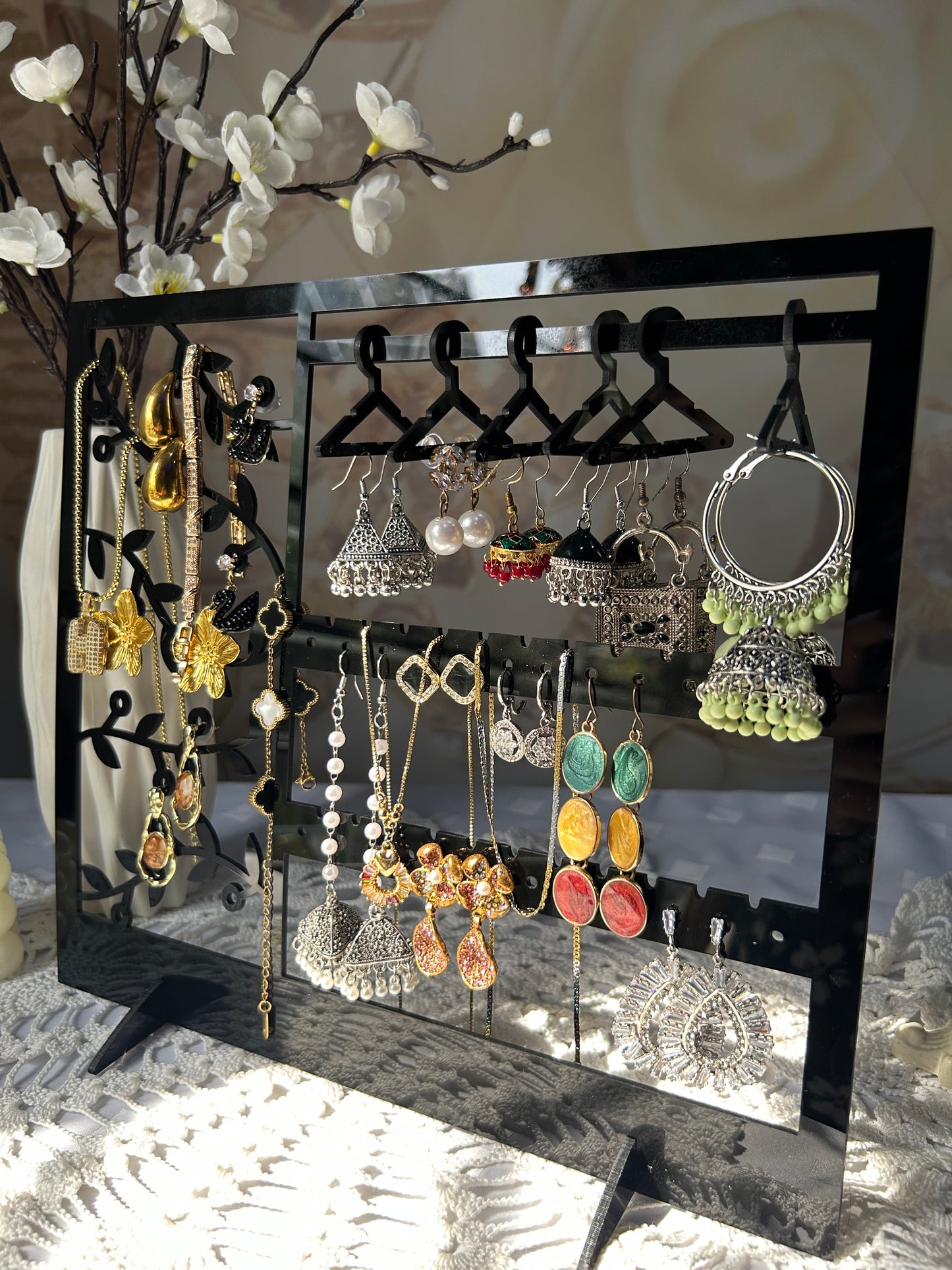 All-in-One Acrylic Jewelry Organizer – Premium Multi-Storage Holder for Earrings, Necklaces & More