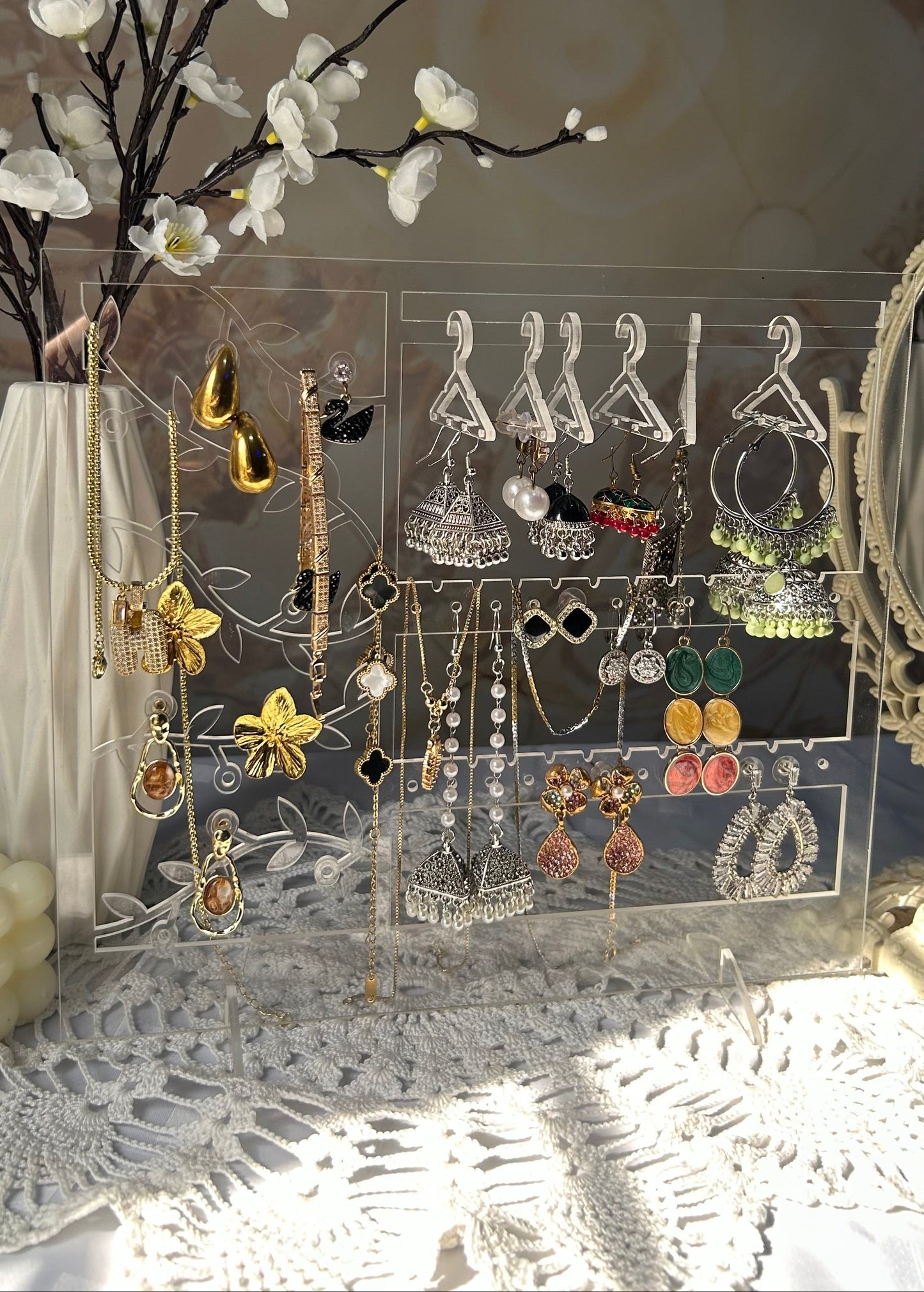 All-in-One Acrylic Jewelry Organizer – Premium Multi-Storage Holder for Earrings, Necklaces & More