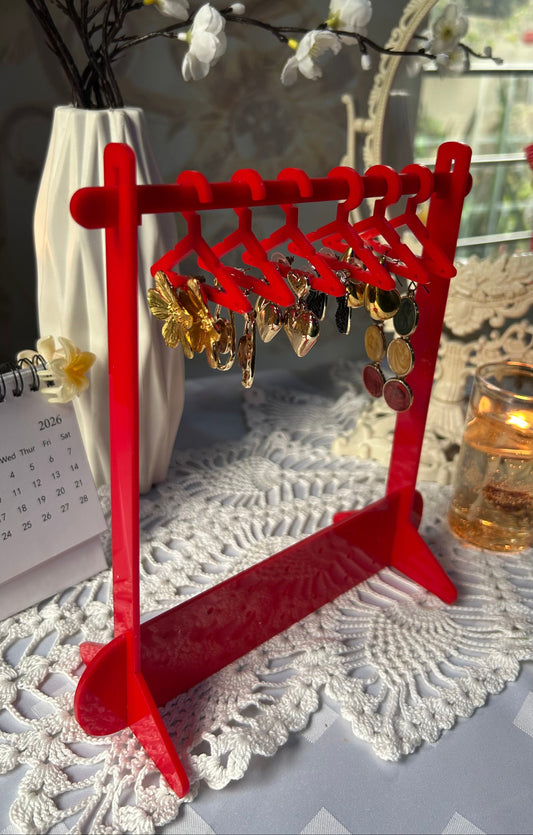 Acrylic Desktop Jewelry Display Holder with Mini Hangers for Earrings