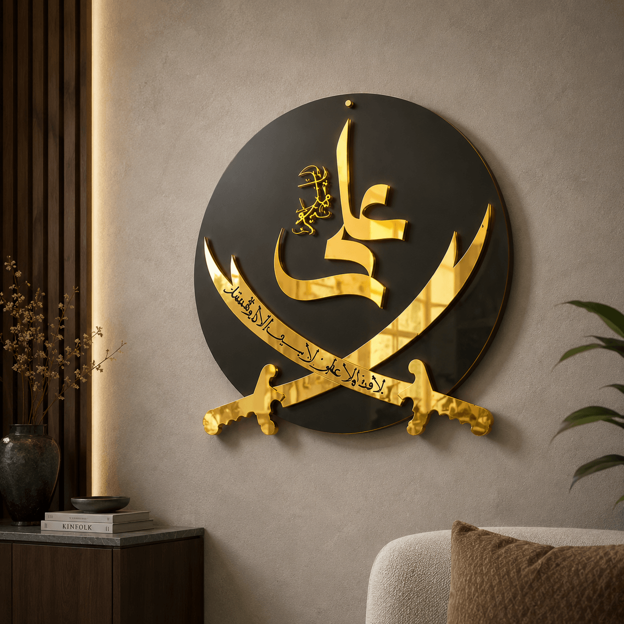 Zulfiqar-e-Ali Islamic Wall Art – Premium Golden & Black Acrylic Decor
