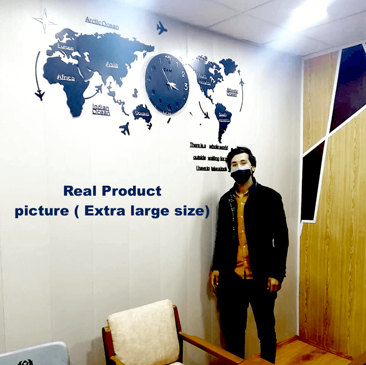 World Map Wall Clock – Elegant Modern Wall Decor