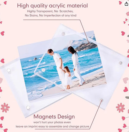 Magnetic Fridge Frames – Transparent Acrylic Picture Frames (3x4 Inches)