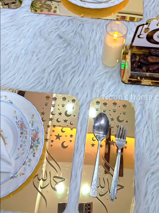 Crescent Iftar Serving Plate | Premium Gold Acrylic Ramadan Tableware