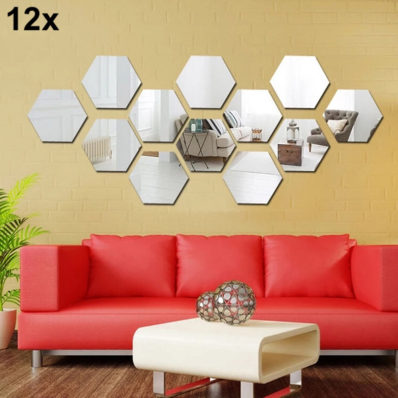 12x Acrylic Hexagon Wall Decor (Black) – Modern Wall Decoration
