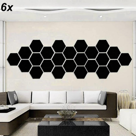 6x Acrylic Hexagon Wall Decor (Black) – Stylish Wall Decoration