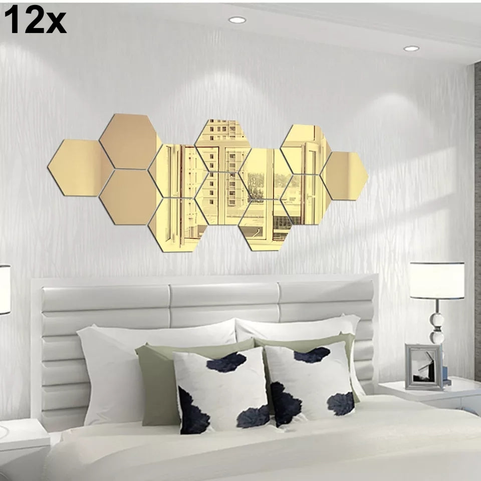 12x Acrylic Hexagon Wall Decor (Black) – Modern Wall Decoration