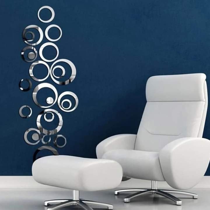 Silver Acrylic Mirror Rings (Set of 22) – Modern Wall Decor