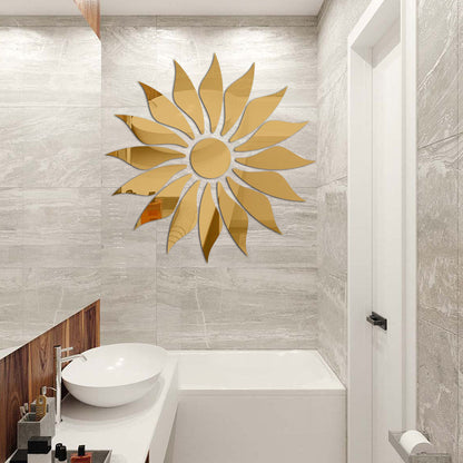 Silver Sunflower Home Decor Mirror (Acrylic) – Elegant Wall Decoration