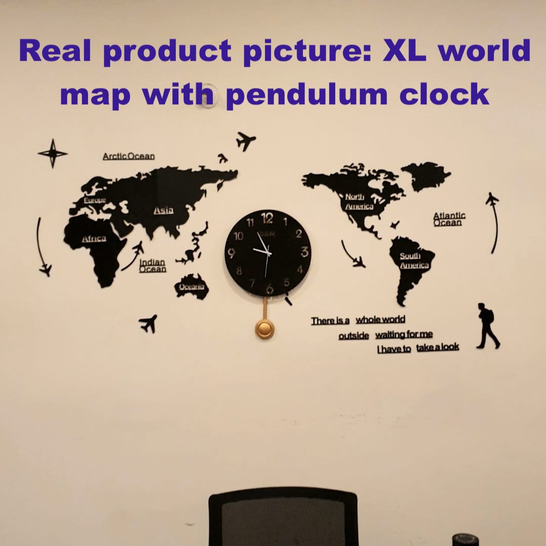 World Map Wall Clock – Elegant Modern Wall Decor