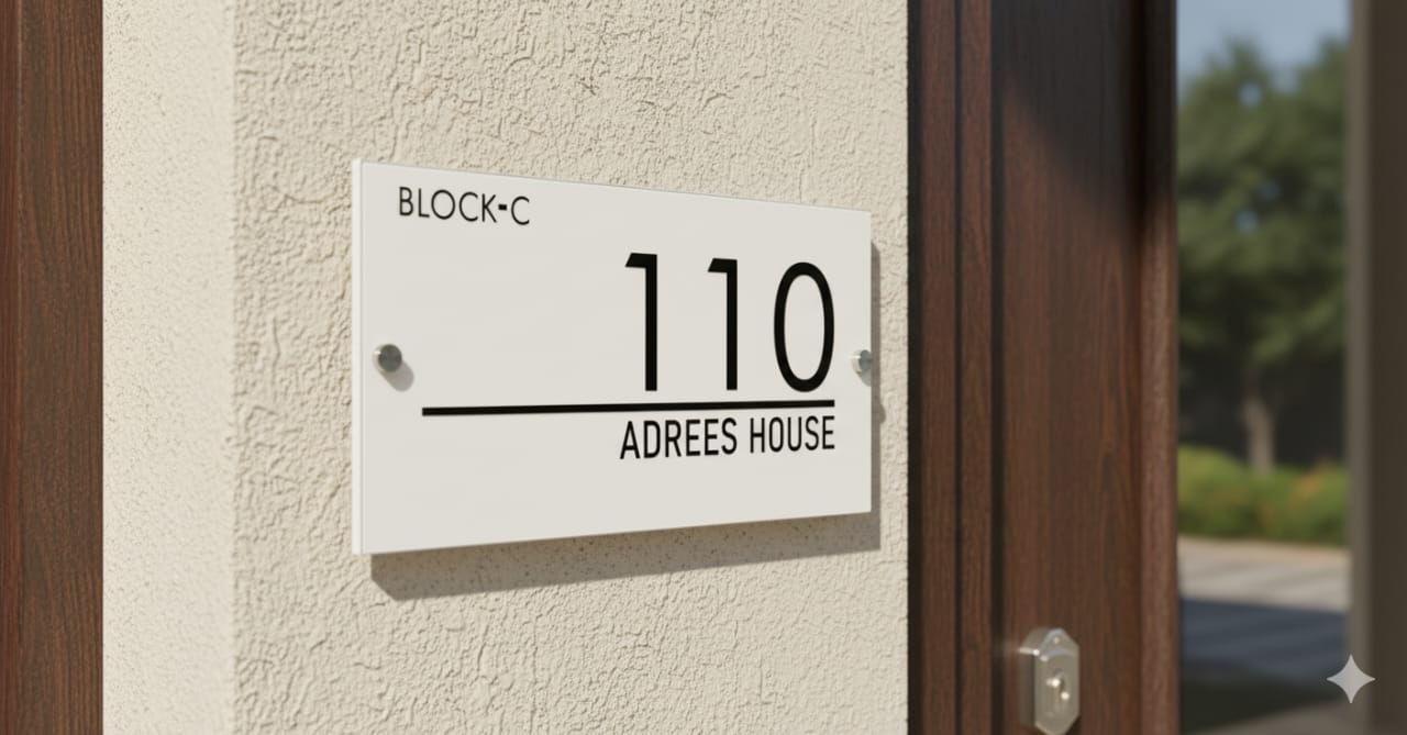 Custom Acrylic Home Name Plate – Elegant Laser-Cut Design | Premium & Glossy