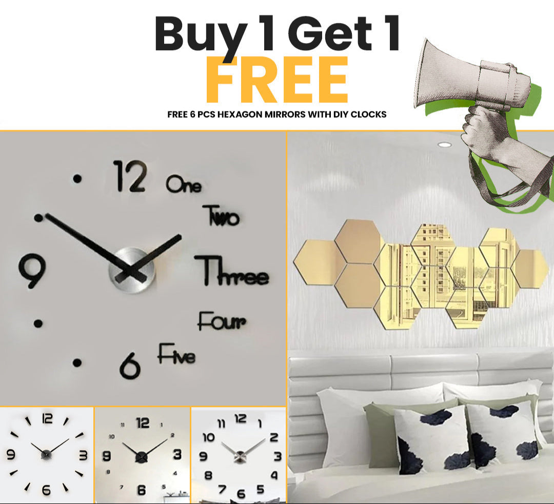🌞 Summer Biggest Sale – Buy 1 DIY Clock & Get Free Hexagon Mirrors!
