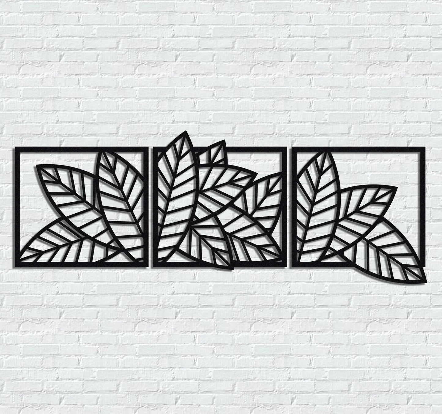 Wooden Set of 3 Palm & Banana Leaf Wall Decor for Home & Office