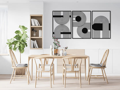 Modern Luxury Wooden Wall Art – Mid-Century Geometric Decor for Living Room, Bedroom or office