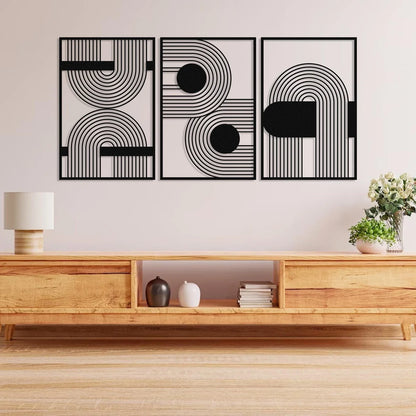 Modern Luxury Wooden Wall Art – Mid-Century Geometric Decor for Living Room, Bedroom or office
