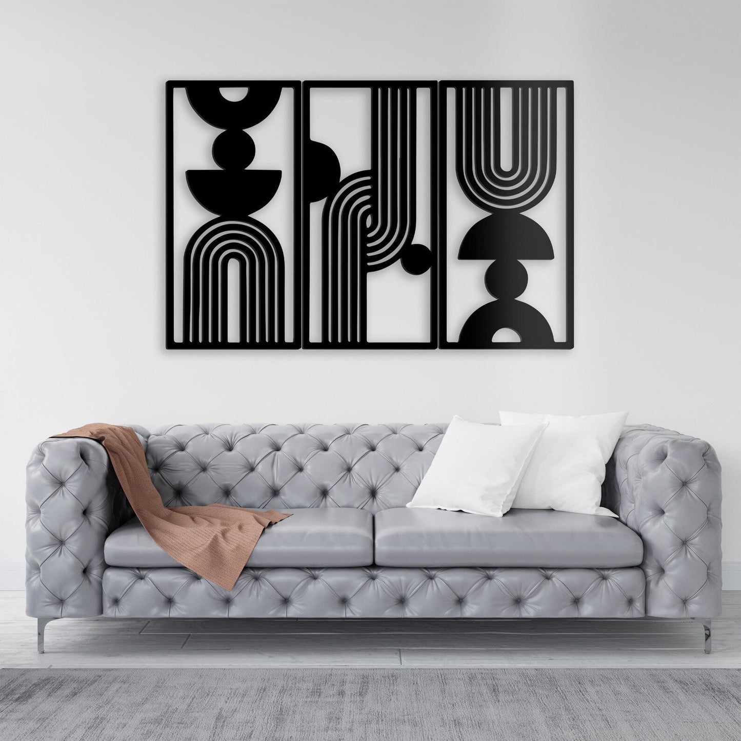 Bohemian Style Wooden Wall Art - 3-Piece Set for Living Room