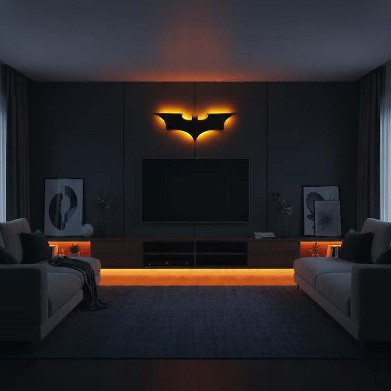 Batman LED Wall light - RGB 7 Colors Wooden Light Gaming Desk Wall Decor | Unique Laser Cut | Soneri Walls