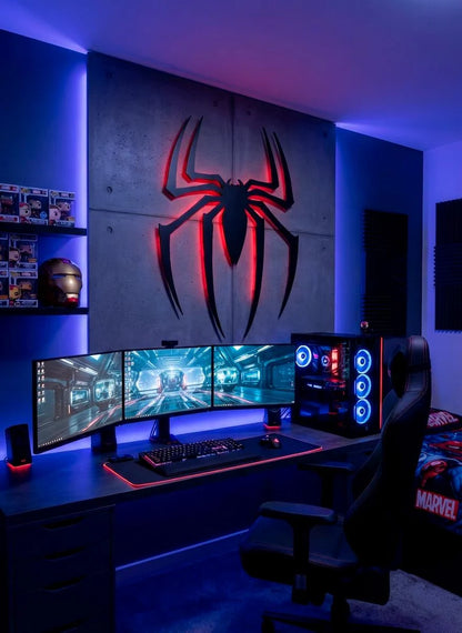 Premium Black Acrylic RGB Spider Logo LED Wall Light – Spider Man Inspired
