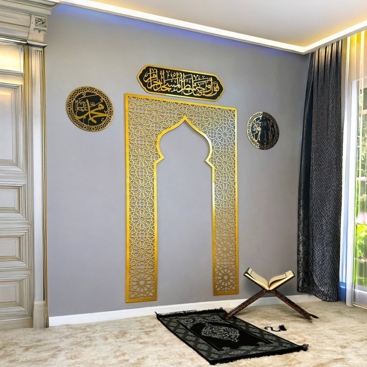 Mehrab Wall Art for Prayer Area Room- Sacred Sanctuary Mehrab Set